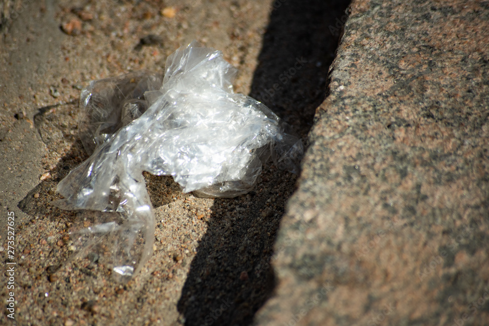 Crumpled industrial plastic packaging was thrown out Crumpled industrial plastic packaging was thrown out
