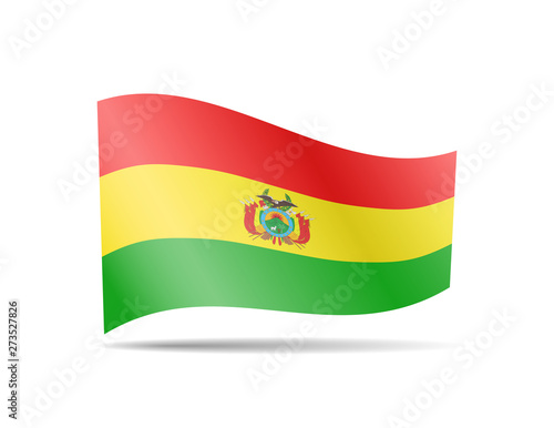 Waving Bolivia flag in the wind. Flag on white vector illustration