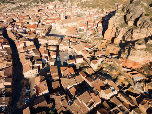 Aerial view of Daroca with Parochial Basilica