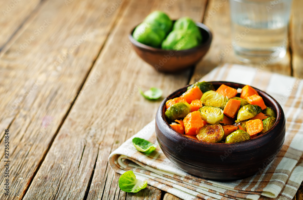 Roasted Sweet potato and Brussels Sprouts