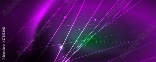 Vector neon light lines concept, abstract background