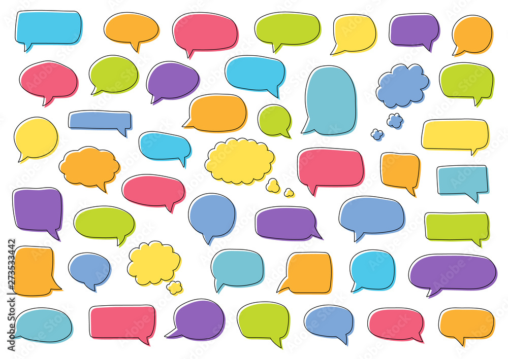 Set of speech bubbles. Blank retro empty comic bubbles. Stickers. Dialog balloons. Vector illustration. Set of speech bubbles. Blank retro empty comic bubbles. Stickers. Dialog balloons. Vector illustration.