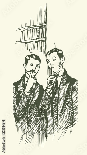 characters gossip macabre noir people emotions conspiracy sneak whisper