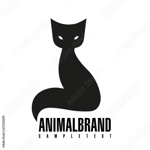 Fototapeta Naklejka Na Ścianę i Meble -  Cat. Vector illustration of logo. Stylized, simplified and isolated cute animal.