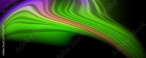 Modern rainbow liquid color flow colorful poster. Wave Liquid shape in black color background. Abstract composition