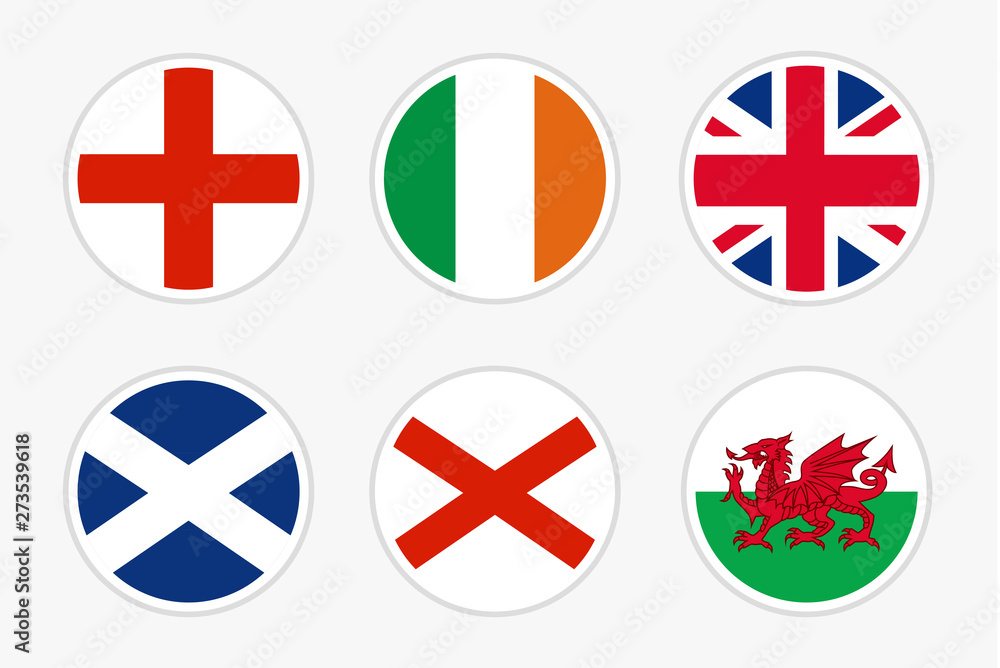 National Flags of United kingdom, vector Set on white background. Flag of England, Ireland, UK, Scotland, Northern Ireland and Wales for travel, holidays and other events. National Flags of United kingdom, vector Set on white background. Flag of England, Ireland, UK, Scotland, Northern Ireland and Wales for travel, holidays and other events.