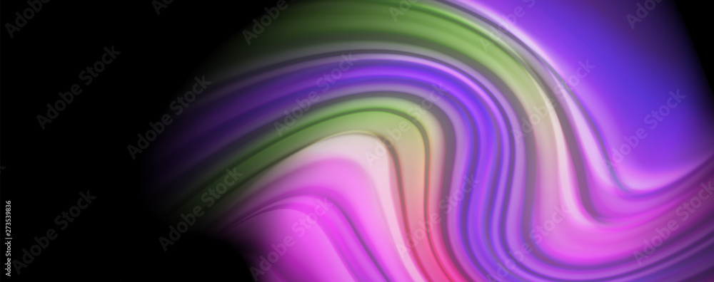 Fototapeta premium Fluid liquid color wave lines, glowing colorful light effect, abstract composition template. Geometric technology abstract pattern. Movement concept