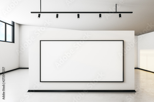 Modern white gallery with billboard