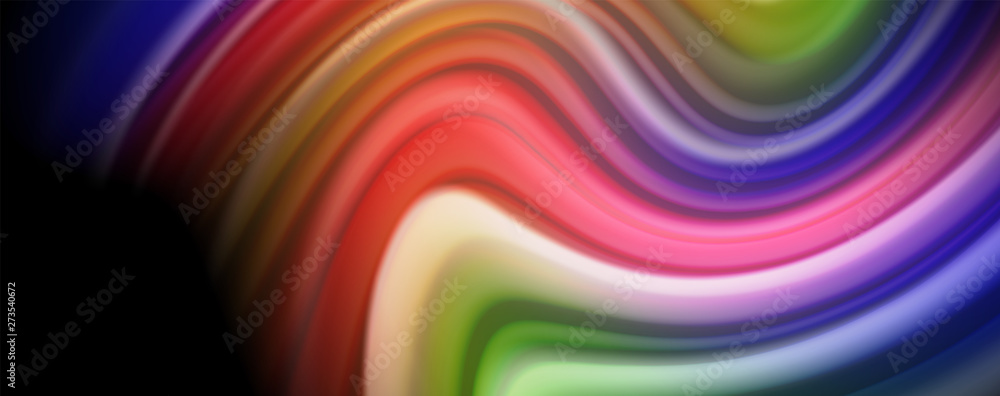 Obraz premium Fluid liquid color wave lines, glowing colorful light effect, abstract composition template. Geometric technology abstract pattern. Movement concept