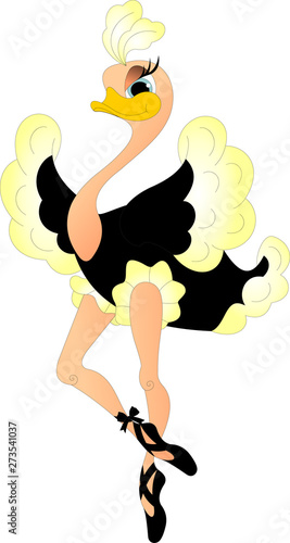 funny ostrich in the image of a ballerina