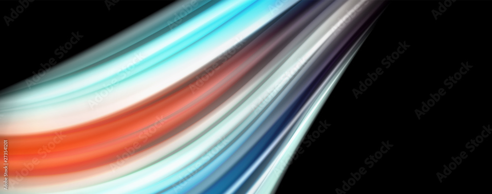 Abstract wave lines fluid rainbow style color stripes on black background. Artistic illustration for presentation, app wallpaper, banner or poster Abstract wave lines fluid rainbow style color stripes on black background. Artistic illustration for presentation, app wallpaper, banner or poster