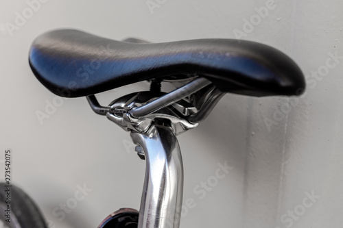 bike seat oncloseup. bicycle leather seat