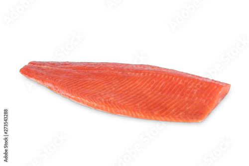 red fish fillet on white background