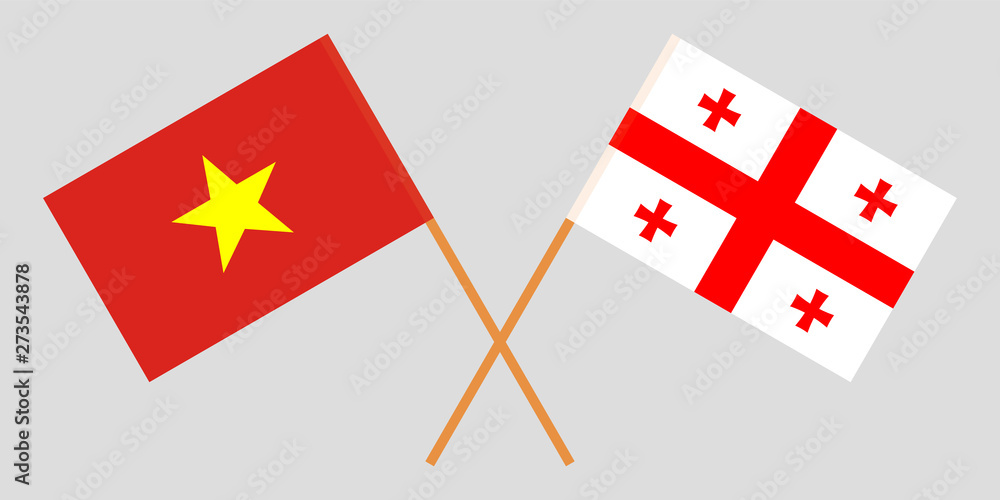 Georgia and Vietnam. Crossed Georgian and Vietnamese flags