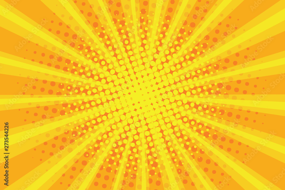 Pop art sunburst pattern, comic halftone background. Retro explosion ...