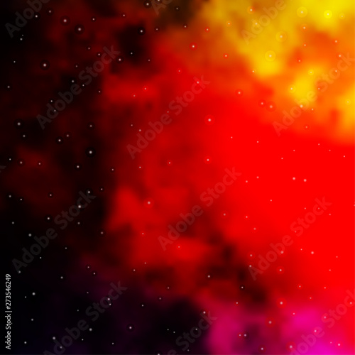 Dark Pink, Yellow vector background with colorful stars.