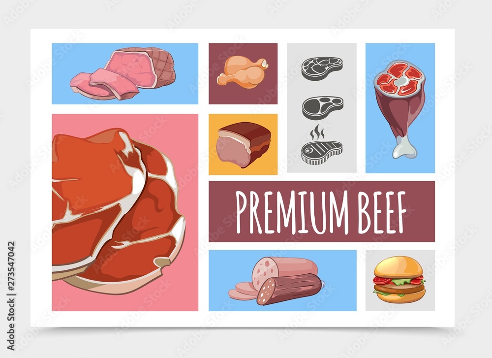 Cartoon Meat Food Collection