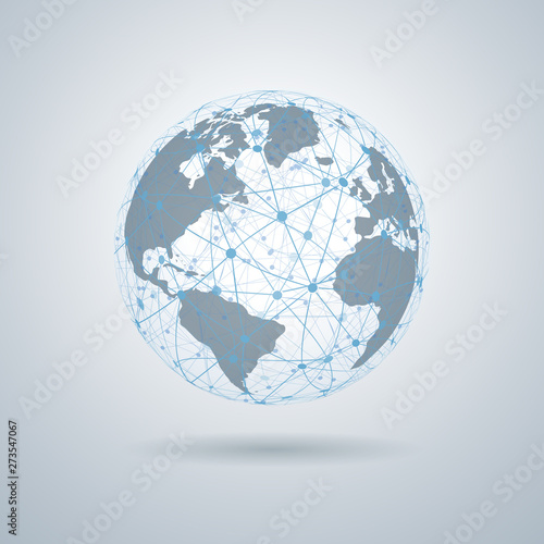 Global tech concept, Network connection, 3D Globes with World Maps – stock vector