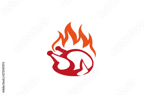 Creative Hot Chicken Fire Logo Design Symbol Vector Illustration