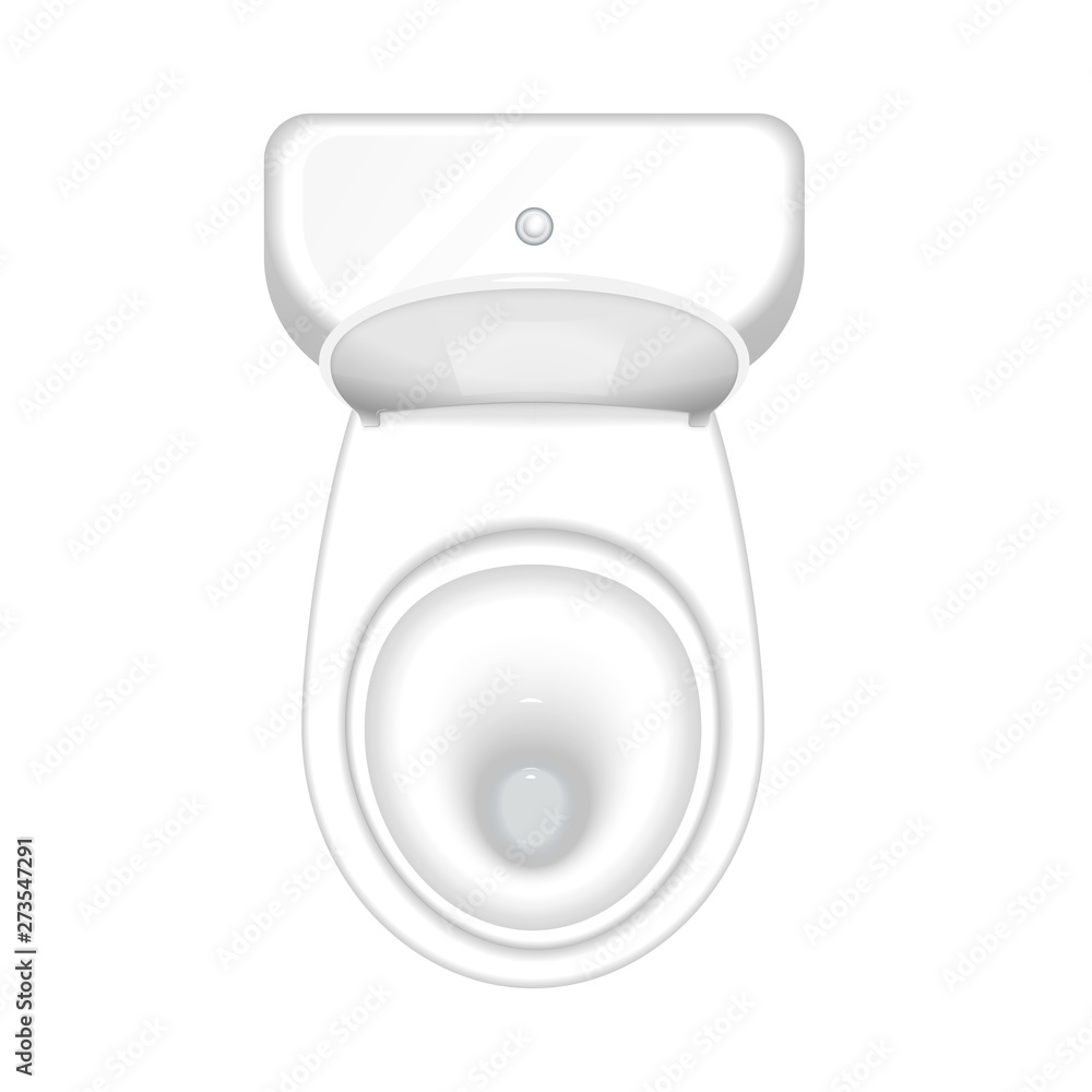 Toilet bowl with open cover for water closet. Top view sanitary ...