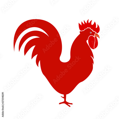 Red rooster icon - stock vector