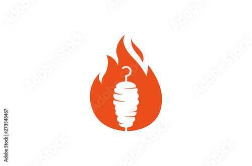 Creative Abstract Kebab Meat fireLogo Design Symbol Vector Illustration