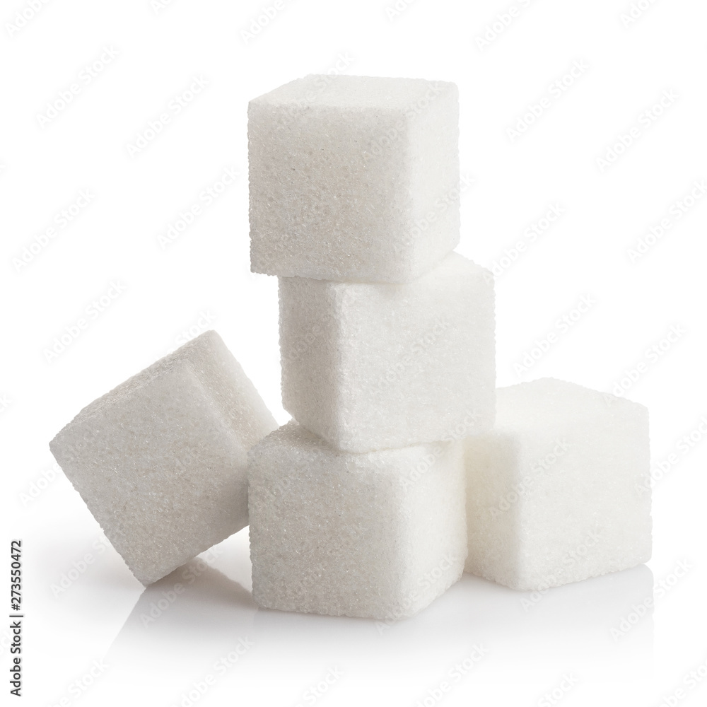 White sugar cubes, isolated on white background White sugar cubes, isolated on white background