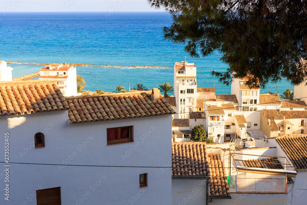 View of the tiled roofs of Altea village, Alicante, Spain