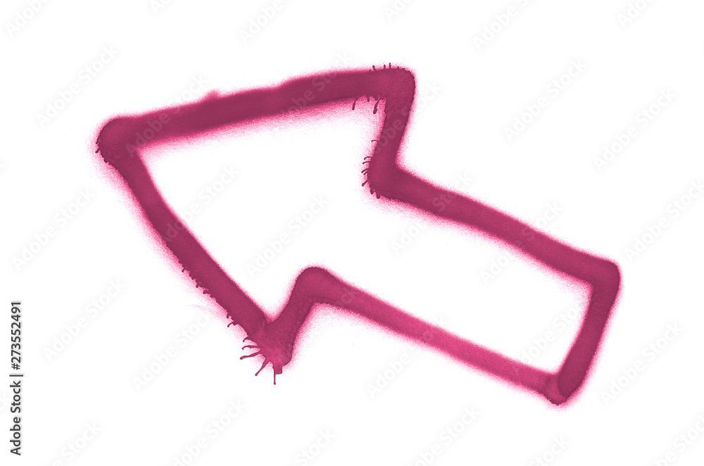 Fototapeta premium Graffiti diagonal arrow sprayed on white isolated background