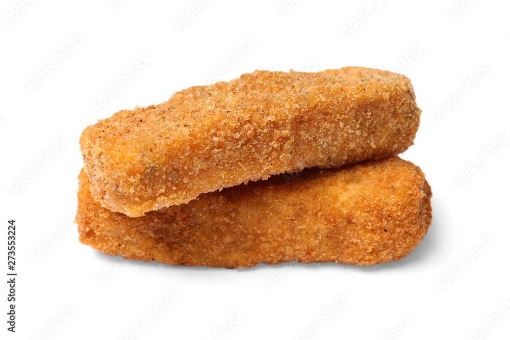 Tasty crispy cheese sticks isolated on white Tasty crispy cheese sticks isolated on white