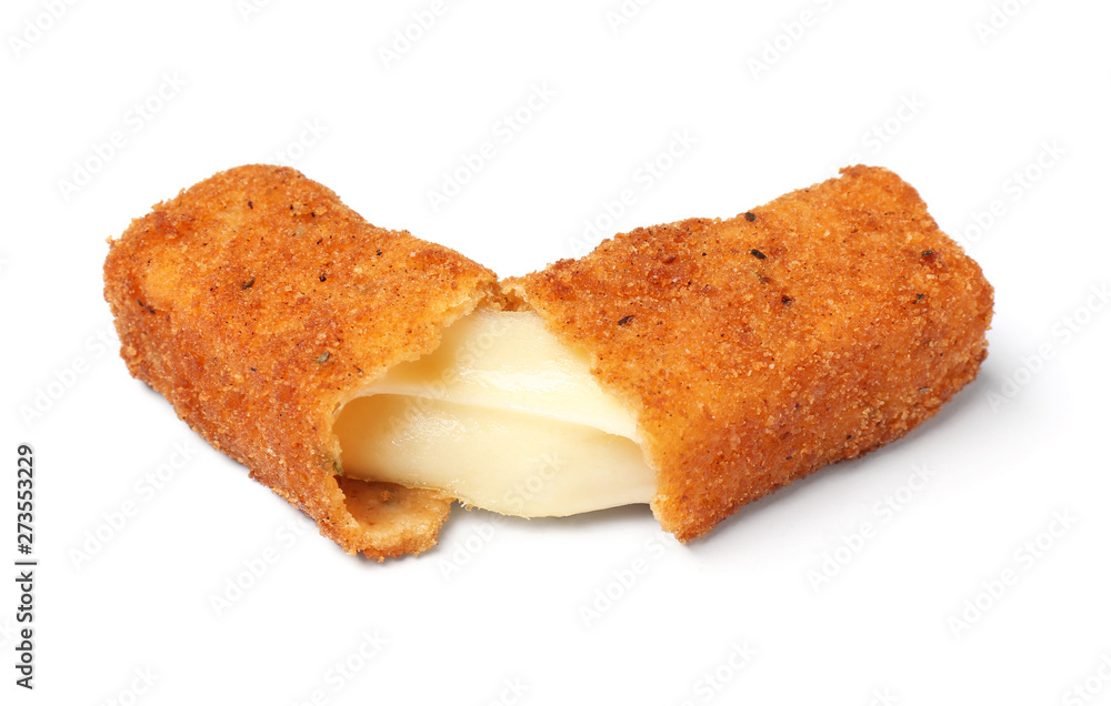 Tasty crispy cheese stick isolated on white Tasty crispy cheese stick isolated on white