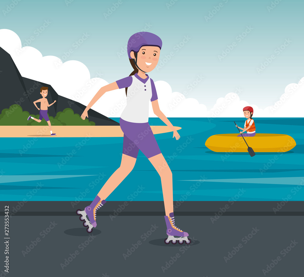 girl practice roller skates fitness activity girl practice roller skates fitness activity