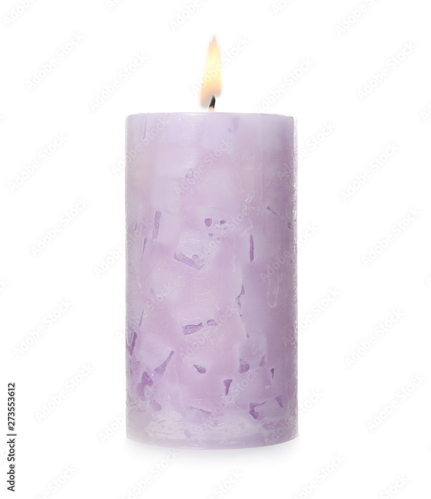 Alight color wax candle on white background Alight color wax candle on white background