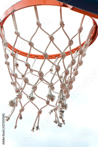 Basketball  ring ant net. in low angle view