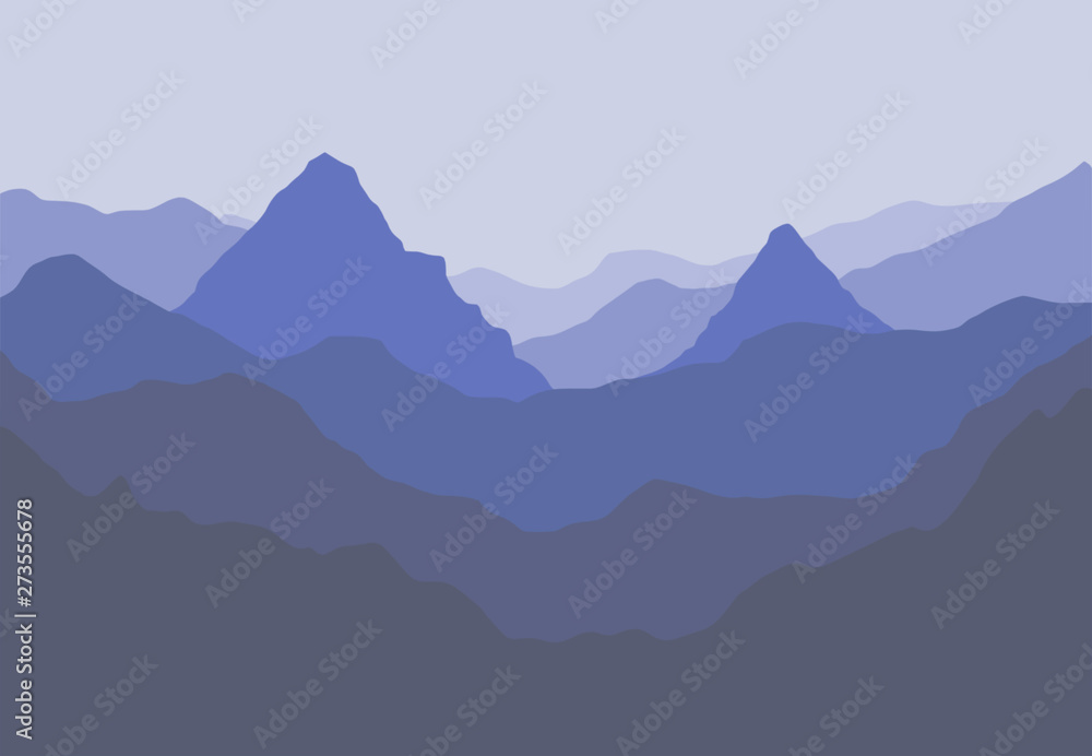 Digital illustration of mountains purple