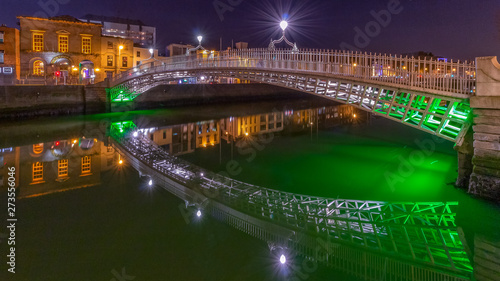 The Ha Penny Bridge Dublin by night