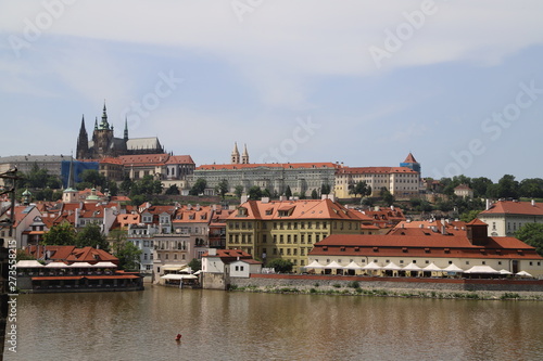 view of castle and charles bridge in prague