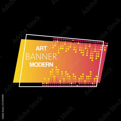 Geometric neon vector modern illuminated banner. Glossy neon plastic material style. Night club yellow light banner with lettering on black background.