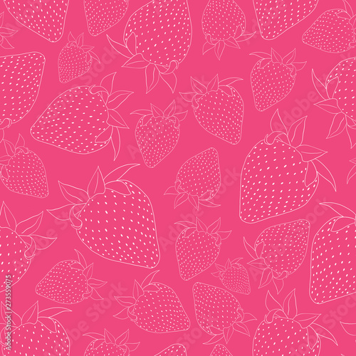 Strawberries on Pink Seamless Pattern © Sarah C Barnes
