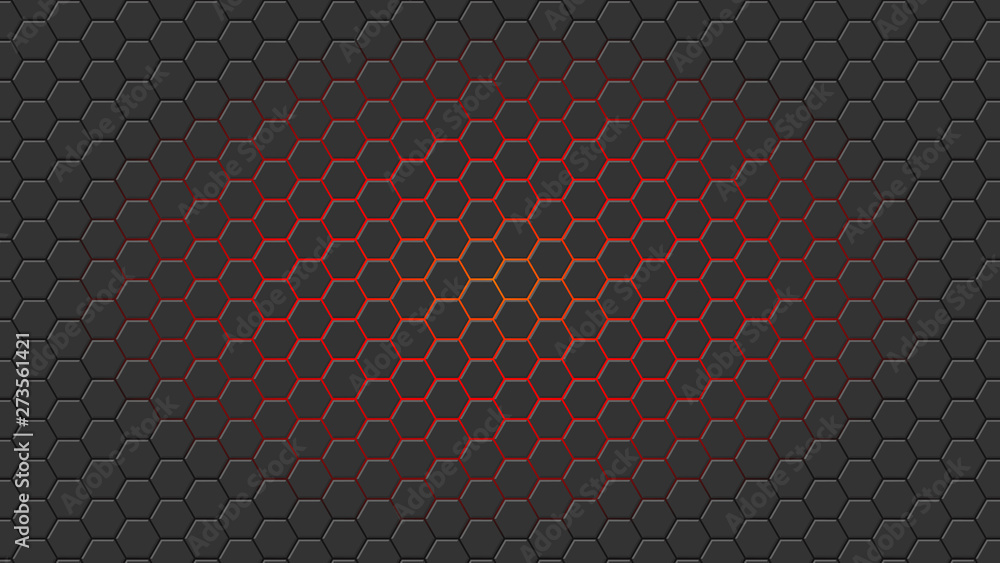 Glowing hexagon background. Vector illustration.