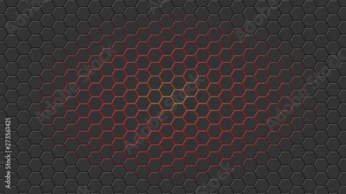 Glowing hexagon background. Vector illustration.