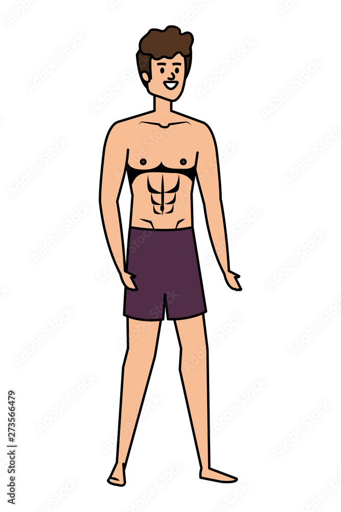 Fototapeta premium young man with swimsuit avatar character