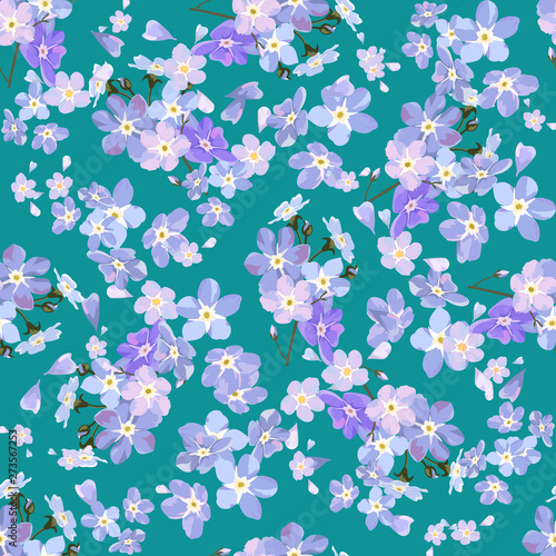 Irregular small flowers on seamless pattern. Botanical surface texture design.