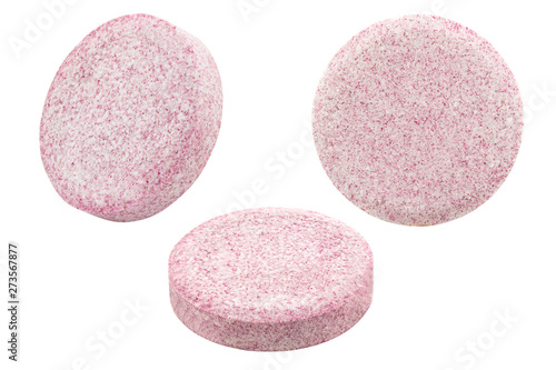 set of effervescent tablets isolated on white background