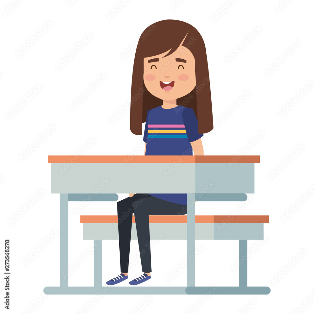 cute little student girl in school desk cute little student girl in school desk