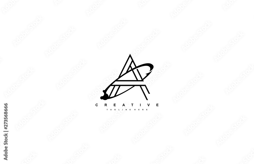 Letter A Monoline Linear Rounded Swoosh Arrow Logo Design Letter A Monoline Linear Rounded Swoosh Arrow Logo Design