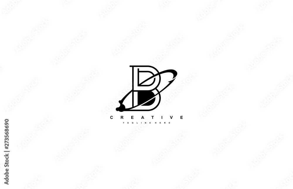 Letter B Monoline Linear Rounded Swoosh Arrow Logo Design Letter B Monoline Linear Rounded Swoosh Arrow Logo Design