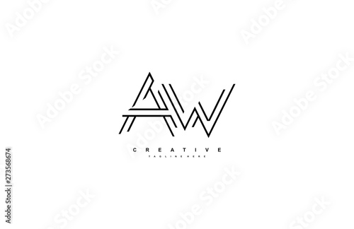 Letter AW Monoline Linear Minimalism Modern Type Logo