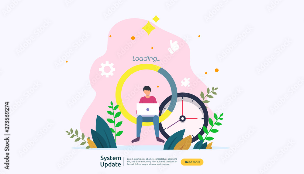 operation system update progress concept. data synchronize process and installation program. illustration web landing page template, banner, presentation, UI, poster, ad, promotion or print media operation system update progress concept. data synchronize process and installation program. illustration web landing page template, banner, presentation, UI, poster, ad, promotion or print media