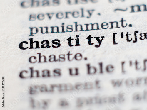Bilde på lerret Dictionary definition of word chastity. Selective focus.